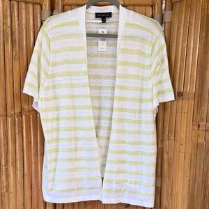 Lane Bryant Green and White SS Striped Cardigan NWT . Size 22/24